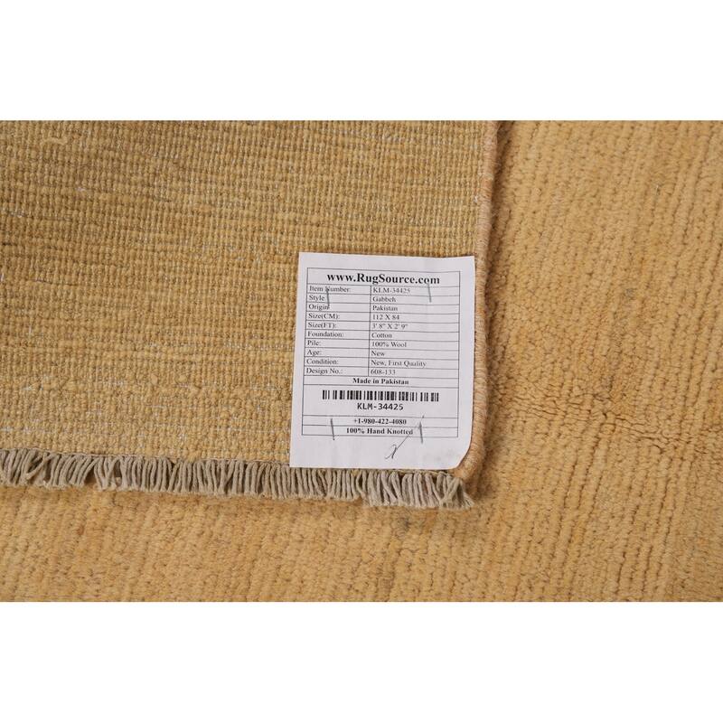 Modern Gabbeh Oriental Foyer Rug Handmade Yellow Wool Carpet - 2'9"x 3'8"