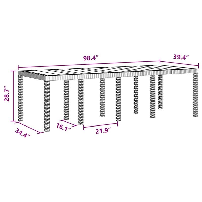 vidaXL Garden Dining Set 11 pcs Poly rattan - 39 x 98 x 29
