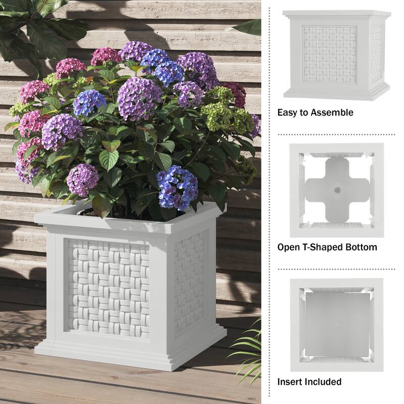 Pure Garden 14.65-in Faux Rattan Style Outdoor Planter Box