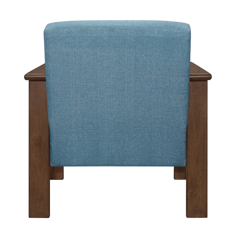 Bella 32 Inch Accent Chair Armchair, Storage Arms, Blue, Solid Rubberwood