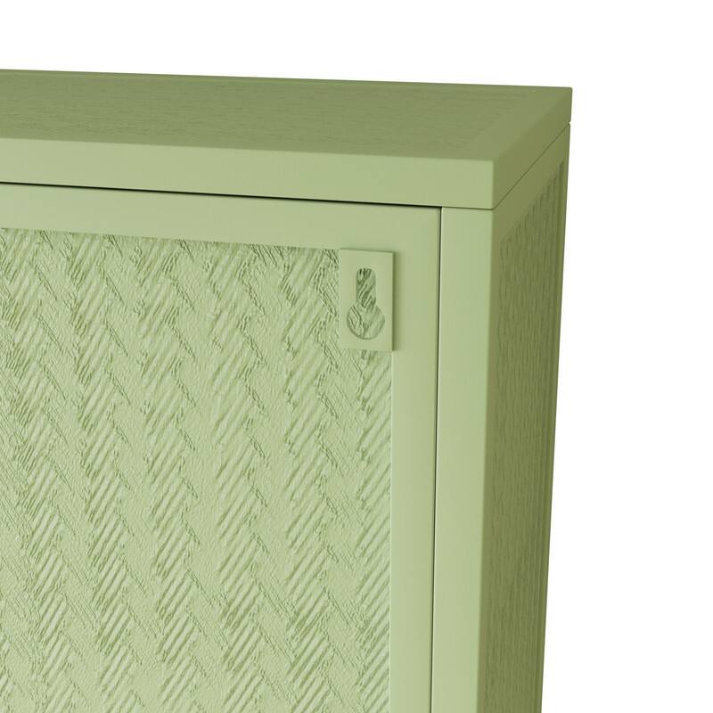 27.56" Modern Woven Pattern Glass Door Wall Cabinet - 3-Tier Storage for Living Room, Bathroom, Entryway & Dining Room