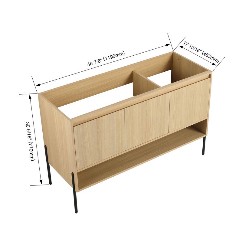 Freestanding Bathroom Cabinet with Four Doors, Floor-to-Ceiling Storage in Engineered Wood (No Top Sink Included)