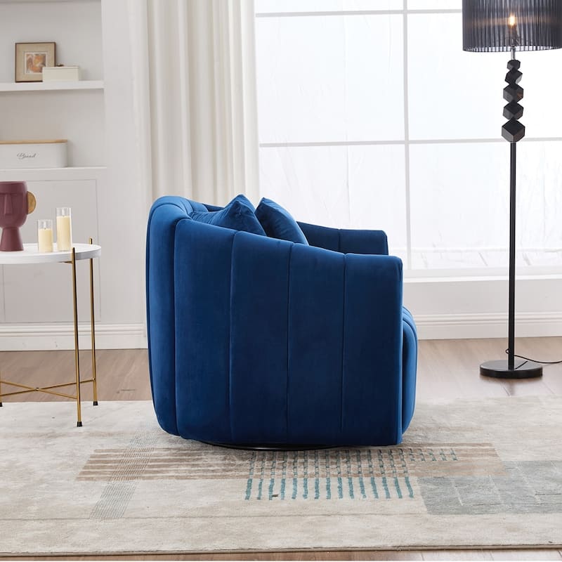 40.35"W Upholstered Oversized 360° Swivel Accent Barrel Chair