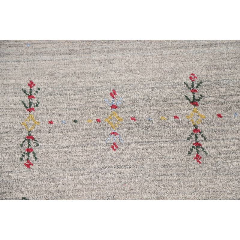 Tribal Beige Gabbeh Runner Rug Hand-knotted Wool Carpet - 2'2"x 9'8"