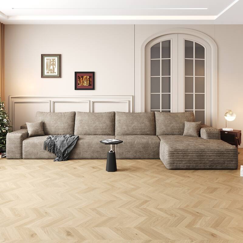 Sofa 135-in Casual Camel 4 -seater Right Sectional - 8' x 10' - Right Facing