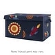 preview thumbnail 1 of 2, Space Galaxy Planets Collection Boy Kids Fabric Toy Bin Storage - Navy Blue Star and Moon Rocket Ship