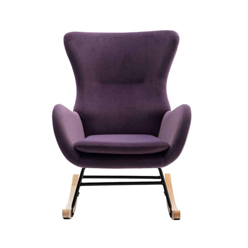 Velvet Fabric Padded Seat Rocking Chair