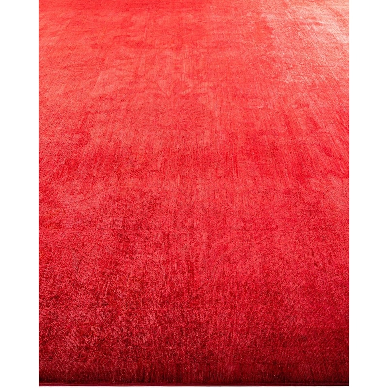 Overton Hand Knotted Wool Vintage Inspired Modern Contemporary Overdyed Red Area Rug - 11' 10" x 14' 9"