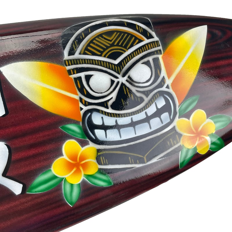 Wooden Tiki Bar Surfboard Wall Decor 39.5" Decorative Beach Sign Art