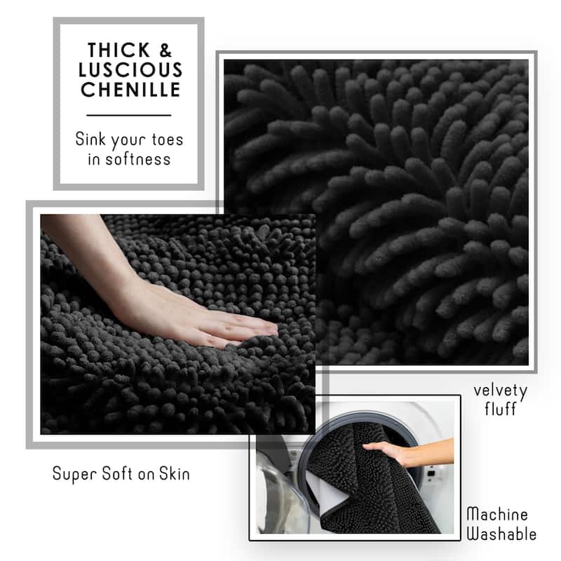 Empyrean Non-Slip Super Plush Chenille Bathroom Rugs