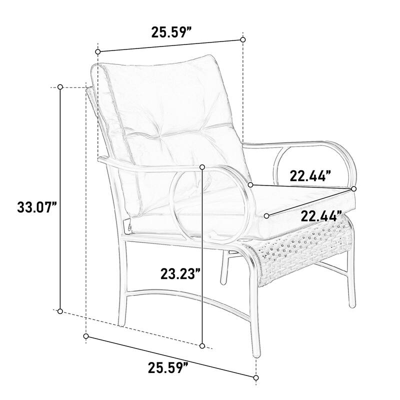 3 Pieces Patio Set Outdoor Wicker Furniture Sets Modern Rattan Chair Conversation Sets with Coffee Table