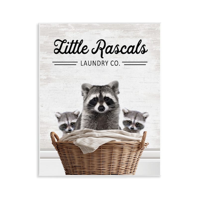 Stupell Little Rascals Laundry Raccoons Wall Plaque Art Design By Lettered and Lined - 11 x 14