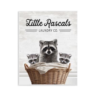 Stupell Little Rascals Laundry Raccoons Wall Plaque Art Design By Lettered and Lined