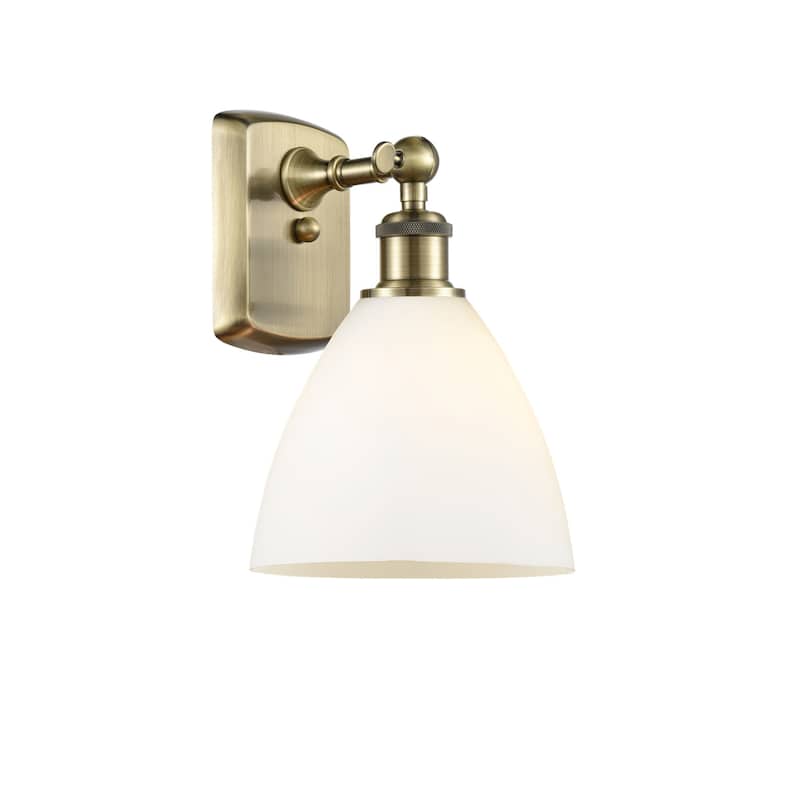 Innovations Lighting 516-1W-12-8 Bristol Sconce Bristol Glass 12" Tall - Antique Brass / Matte White