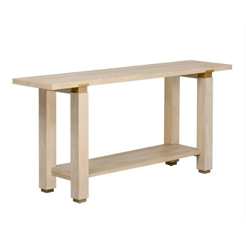 Modern 63" Console Table with Solid Wood Legs and Built-in Shelf for Stylish Entryway Organization