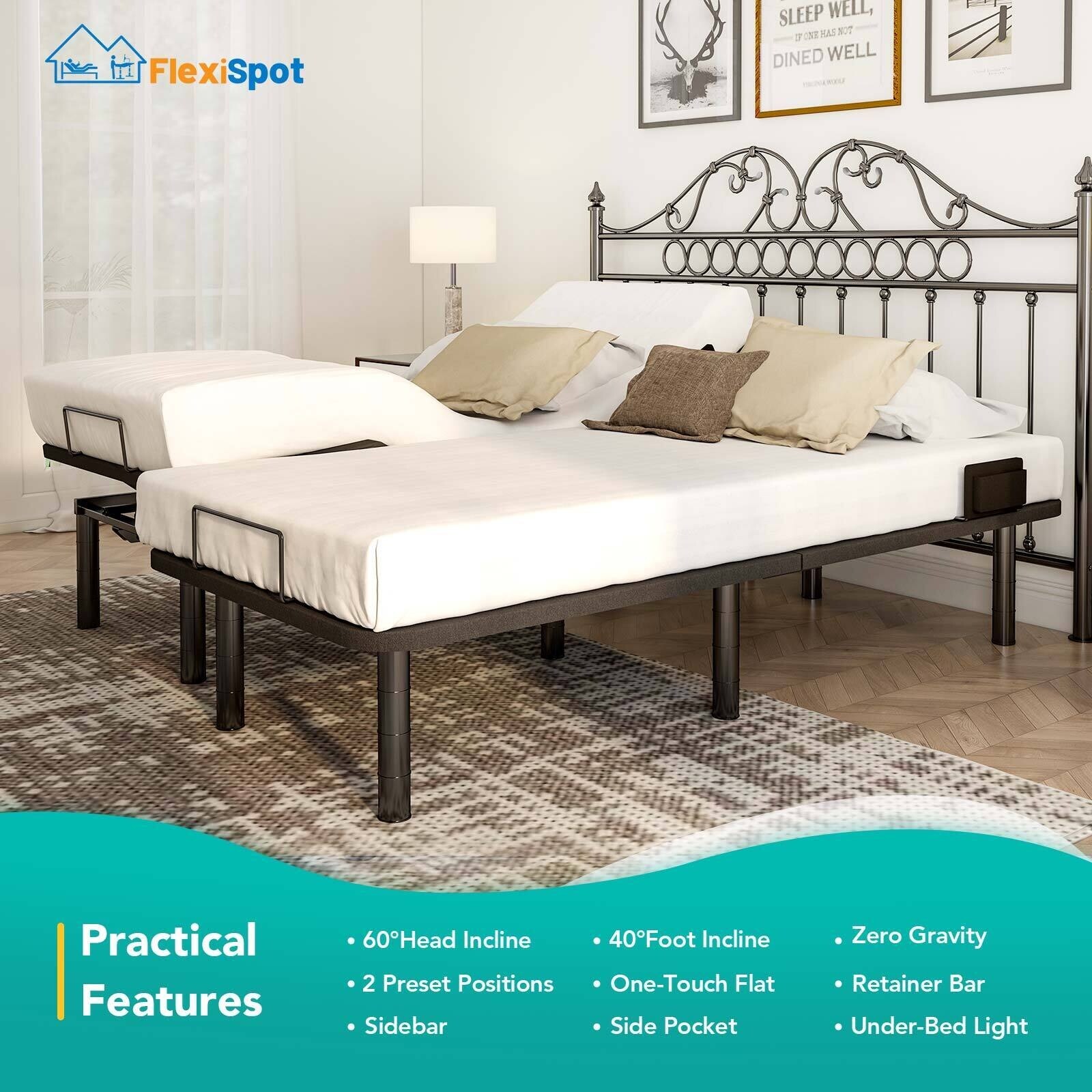AMADA HOMEFURNISHING Adjustable Bed Frame with Massage