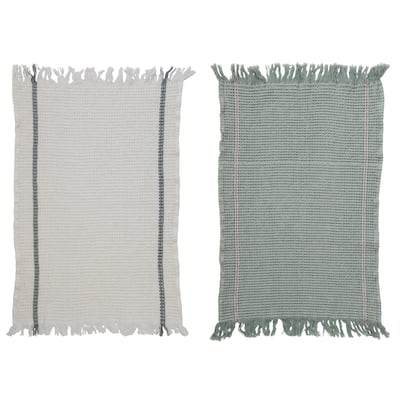 Cotton Waffle Weave Tea Towels with Fringe - 28" x 18"