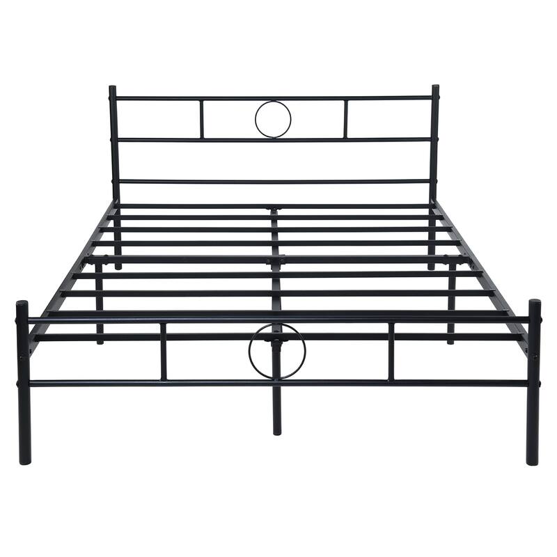 Homy Casa Black Metal Bed Frame with Headboard & Footboard, Full Size