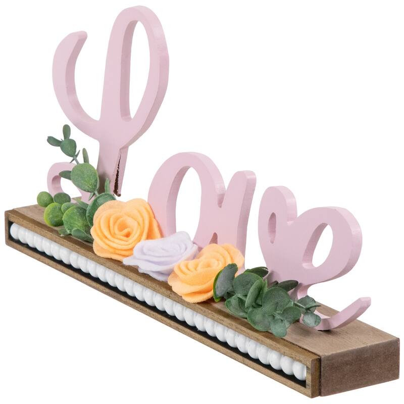 Love with Flowers Wooden Valentine's Day Sign - 11.25"