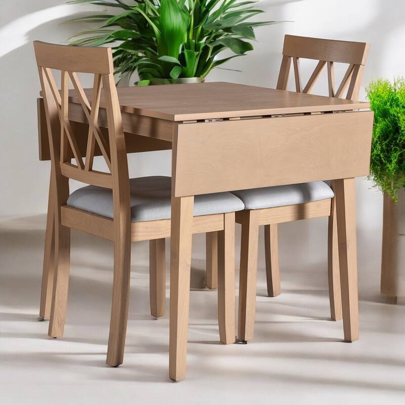 5-Piece Foldable Dining Set with Drop Leaf Table & 4 Upholstered Chairs for Dining Room - Space-Saving Farmhouse Design