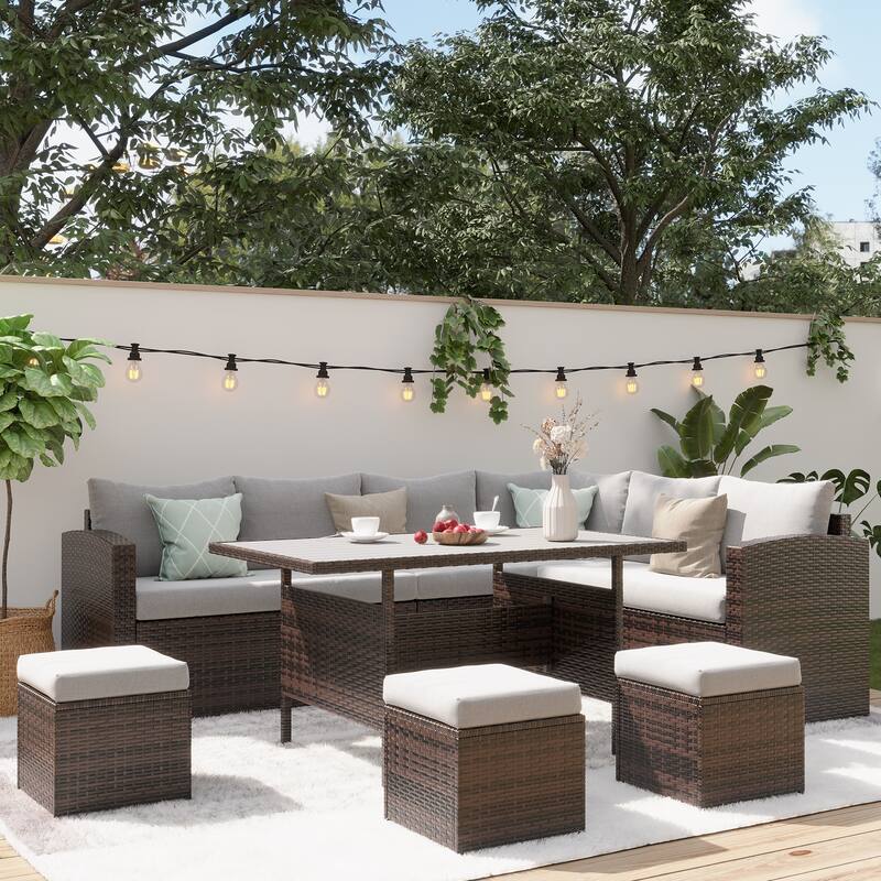 Wicker 8-Person Outdoor Seating Group with Cushions