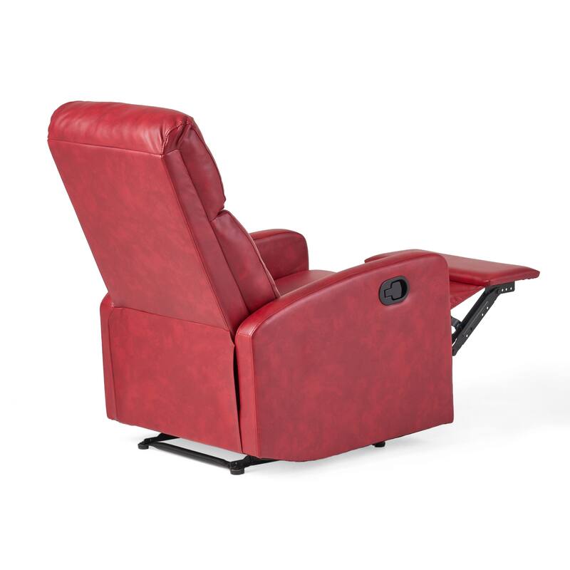 Roomfitters Elegant Contemporary PU Leather Recliner, Stylish Recliner Chair for Living Room or Bedroom, Red