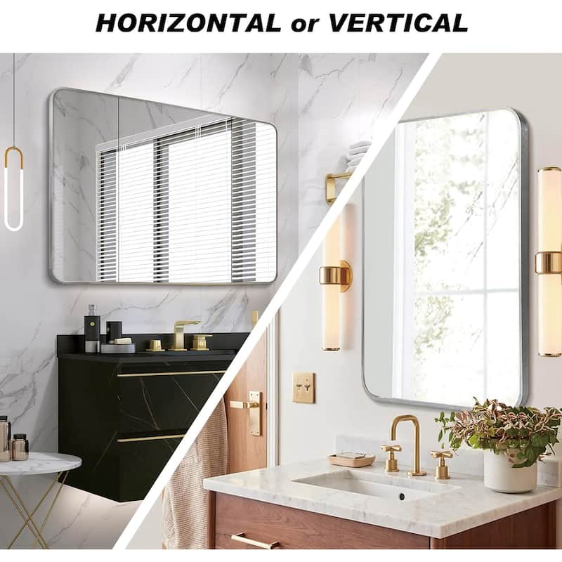 Bathroom Mirror for Over Sink Wall Mirror Metal Frame Rounded Rectangular Vanity Mirrors for Bedroom Living Room Entryway Decor
