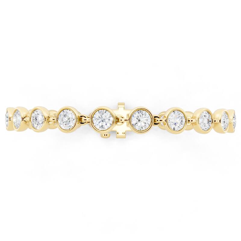 Auriya 14K Gold Round Lab Grown Diamond Station Tennis Bracelet 4 2/5 ct. tw. (E-F VS)