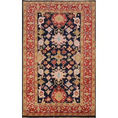 Navy Blue Oushak Indian Foyer Rug Handmade Wool Carpet - 3'0"x 5'3"
