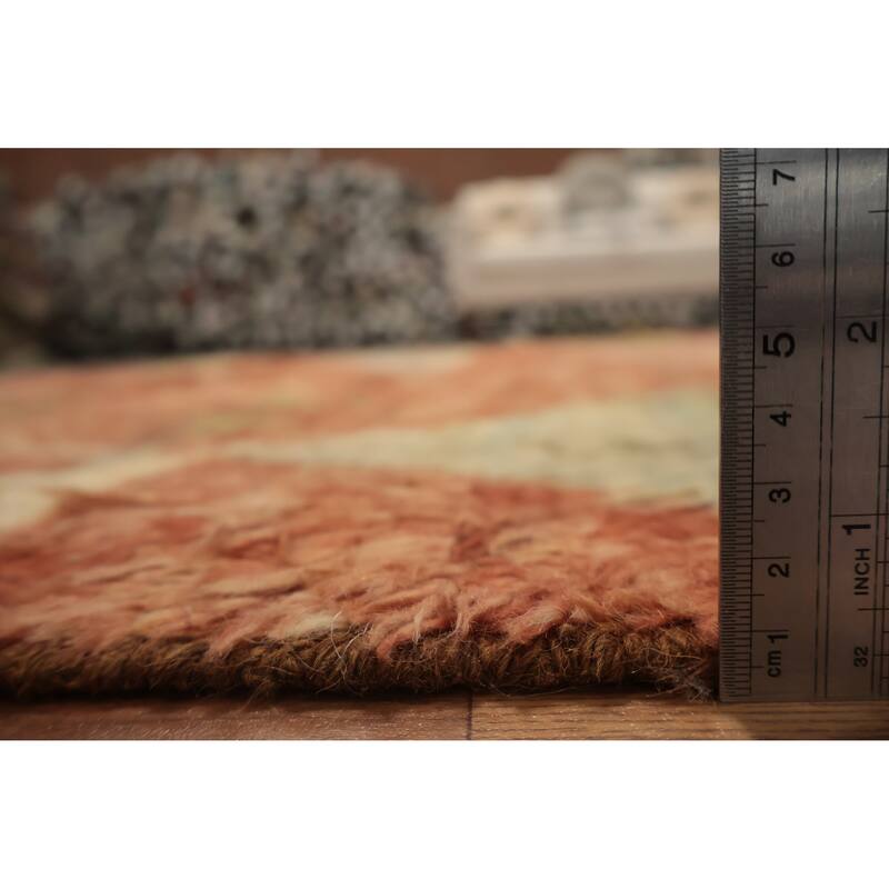 Hand Knotted Oriental 100% Wool Carpet Modern Tribal Oranges & Rust Moroccan Area Rug - 9' 11'' X 6' 5''