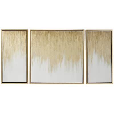Canvas Geode Ombre Framed Wall Art with Gold Frame - Set of 3 Gold - Roche River Decor