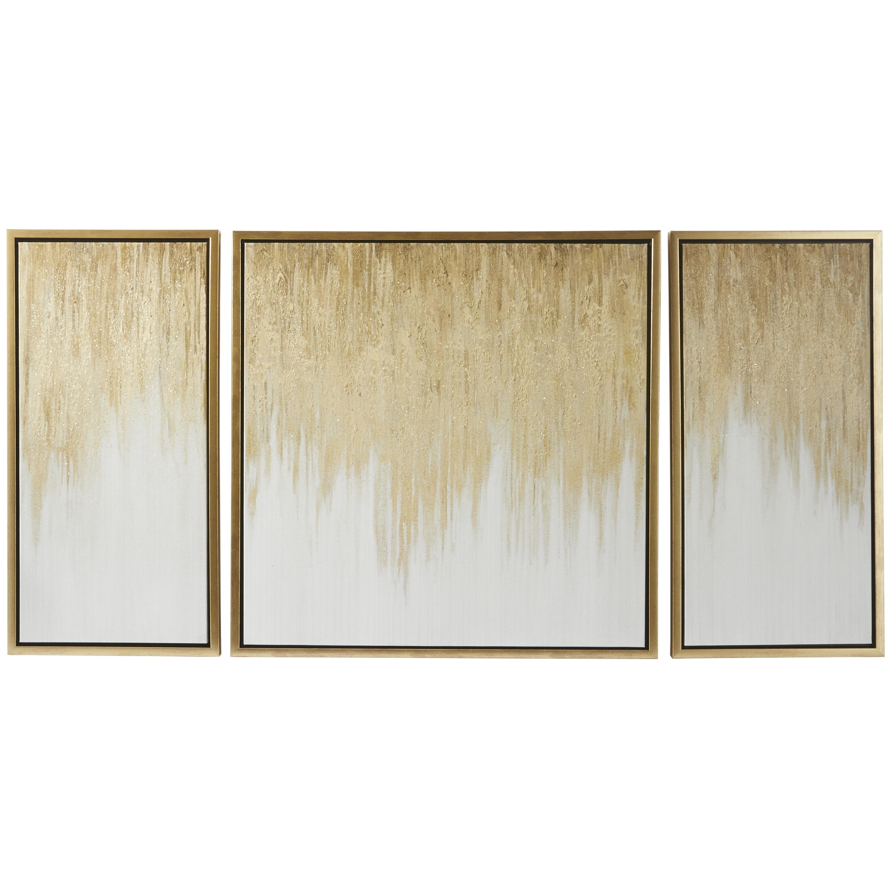 Canvas Geode Ombre Framed Wall Art with Gold Frame - Set of 3 Gold - Roche River Decor