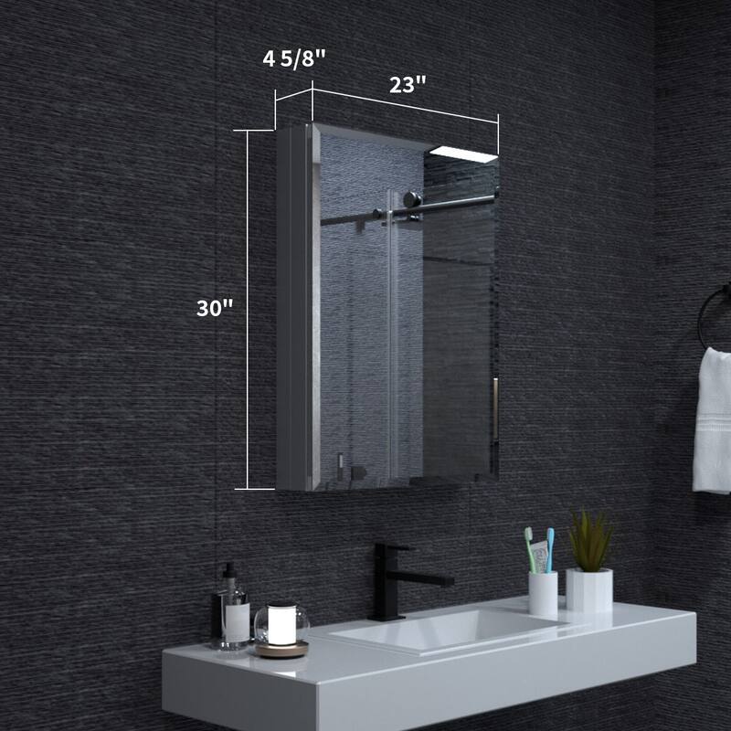 23" x 30" Rectangular Aluminum Surface Mount Medicine Cabinet with Mirror and Shelves - 23" x 30"