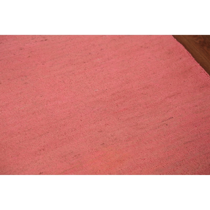 Pink Gabbeh Oriental Runner Rug Handmade Wool Carpet - 3'4" x 6'7"