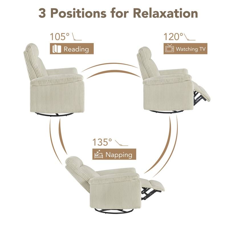 Spruce & Spring Manual Swivel Glider Recliner for Nursery