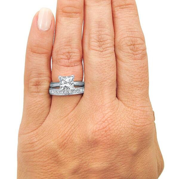 1.25 ct Princess Bridal Wedding ring designer 2 Piece Set 925 Silver 1.25 ct Princess Bridal Wedding ring designer 2 Piece Set 925 Silver