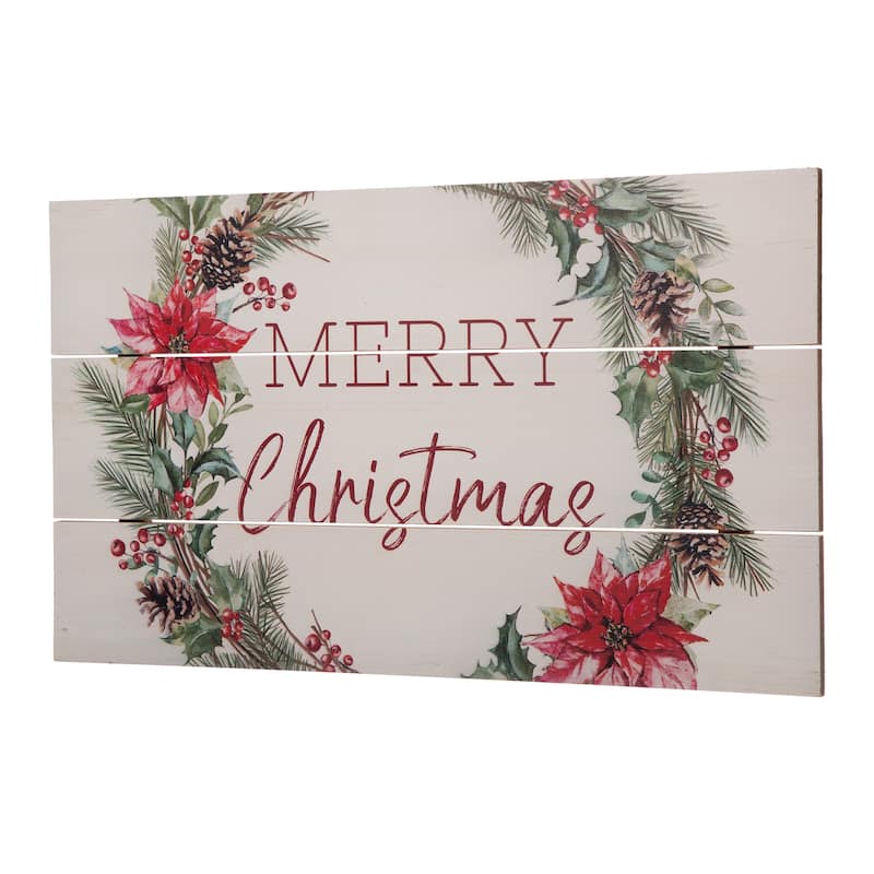 Glitzhome 24"L Wooden Merry Christmas Wall Decor