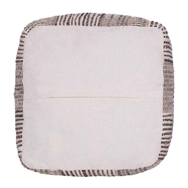 HomeRoots 18" Brown Cotton Cube Geometric Pouf Ottoman