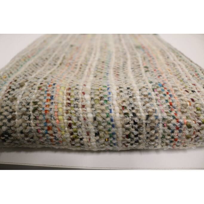 Home&Manor Handcrafted Wool & Cotton Throw Blanket Light Gray