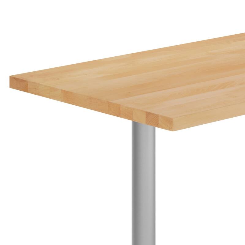 Rectangular Solid Wood Commercial Tabletop w/Two 22" x 22" Dining Height T-Bases - 30"W x 48"D x 29.5"H