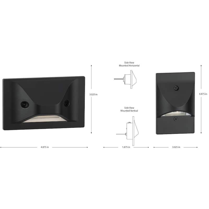 LED Indoor Outdoor Black Integrated LED Wall or Step Light - 3.025 in x 2.375 in x 4.875 in