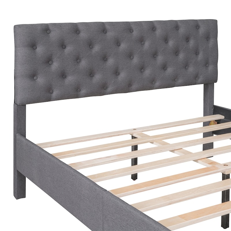 Merax Upholstered Linen Platform Bed, 3 colors