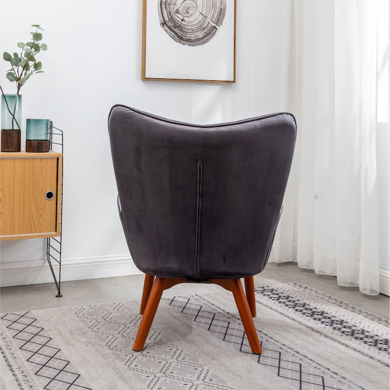 Carson Carrington Aasen Silky Velvet Tufted Accent Chair with Ottoman