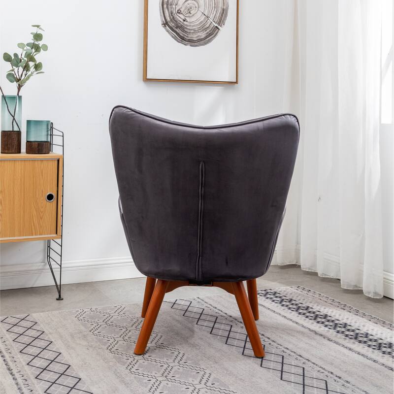Gray 33" Polyester Button Tufted Accent Chair