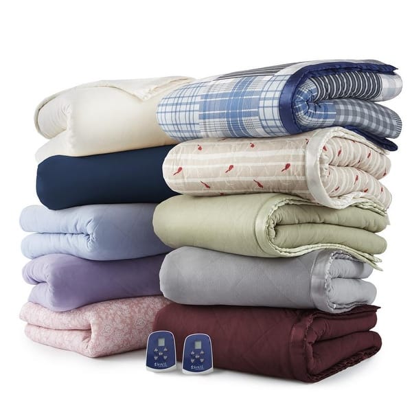 slide 2 of 18, Shavel Micro FlannelĀ® Quilted Electric Heated Blanket