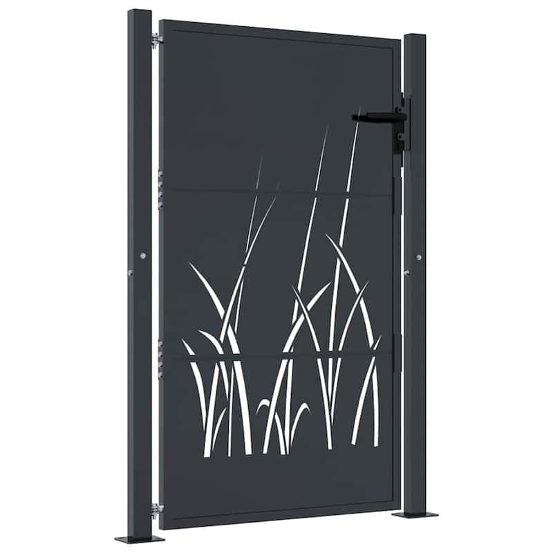 vidaXL Garden Gate Anthracite 39.4x59.1" Steel Grass Design - 43.3 x 61.0"