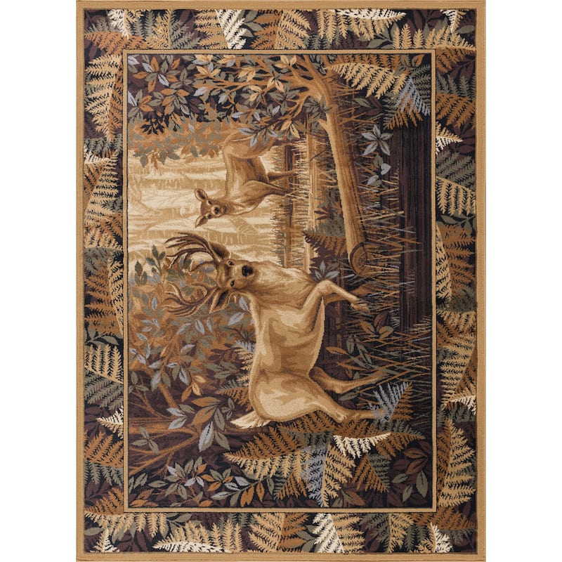 Natural Lodge Novelty Graphic Indoor Area Rug