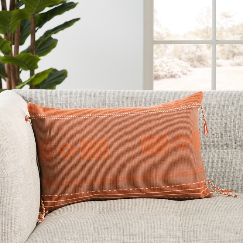 Bhodi Mauve/ Terracotta Tribal Lumbar Pillow