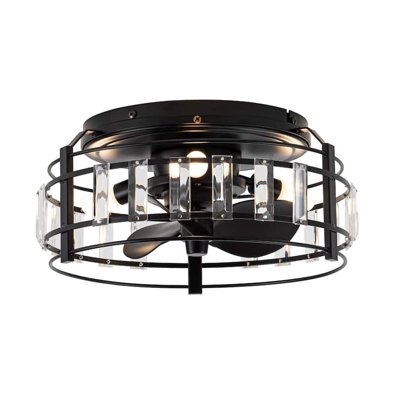 13" 3-Light 3-Blade Modern Crystal Ceiling Fan with Light
