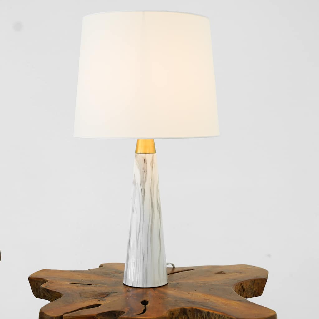 Topa Modern Faux Marble Table Lamp with Drum Shade